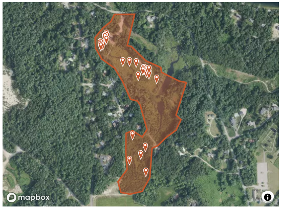 Screenshot of mini-map from the Upper Coonamessett page showing outline and plot locations